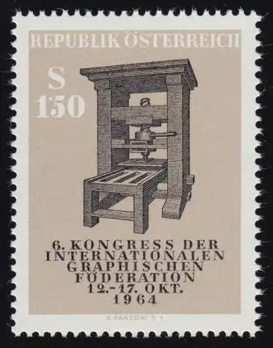 1175 Congrès. int. graphique Fédération, vieille presse d'imprimerie, inscription, 1.50 p **