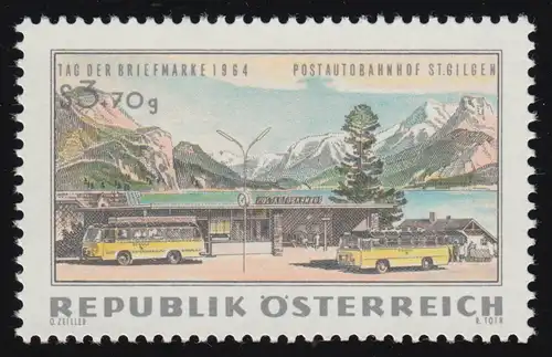 1176 Tag d. Briefmarke, Postautobahnhof, St. Gilgen, 3 S+ 70 g, postfrisch **