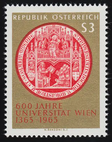 1180 600 J. Uni Wien, Ältestes großes Siegel d. Universität, 3 S, postfrisch **
