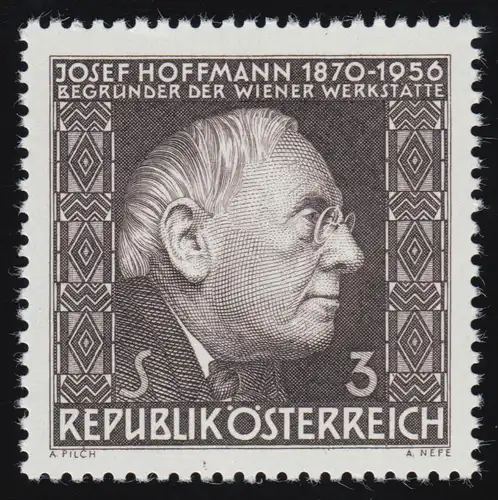 1205 10 anniversaire de la mort, Joseph Hoffmann (1870-1956) Architecte, 3 S, frais de port **