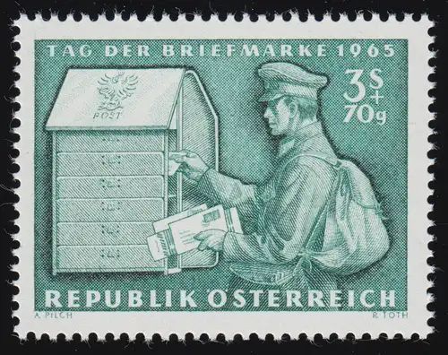 1200 Tag der Briefmarke, Briefträger legt Post in Briefkasten 3 S + 70 g **