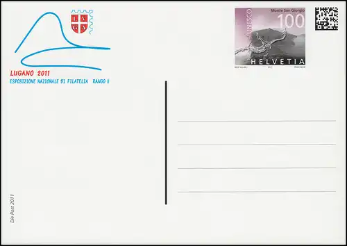 Schweiz Postkarte P 342 Briefmarkenausstellung LUGANO 2011, ** postfrisch