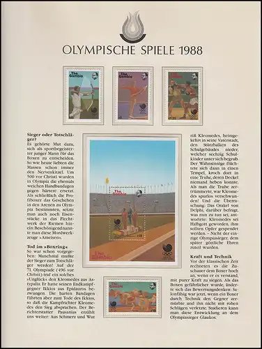 Jeux olympiques 1988 Séoul - Gambie 1 bloc + ensemble de sports, frais de port **