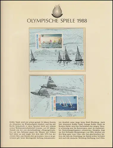 Olymp. Spiele 1988 Seoul - Elfenbeinküste 2 Blöcke Surfen/Segeln ungezähnt **