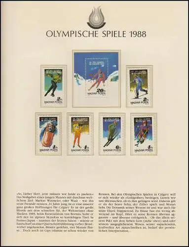 Olympische Spiele 1988 Calgary - Ungarn, 1 Block + Satz Wintersportarten**