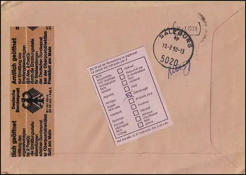 Ouverte officiellement pour l'identification du bénéficiaire, lettre d'Autriche