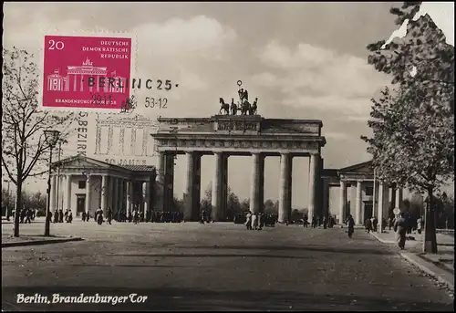 655 Brandenburger Tor 20 Pf sur carte maximale ESSt BERLIN 29.11.1958