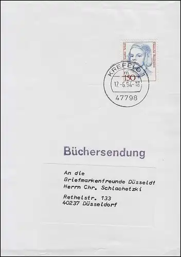 1497 Frauen Sophie Scholl als EF auf Büchersendung / Streifband KREFELD 17.6.84