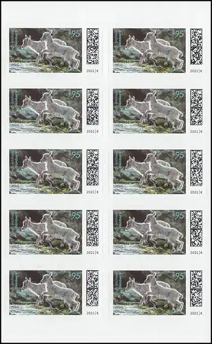 FB 109 Jeunes animaux sauvages: Capricorne, feuille 10x 3629, **