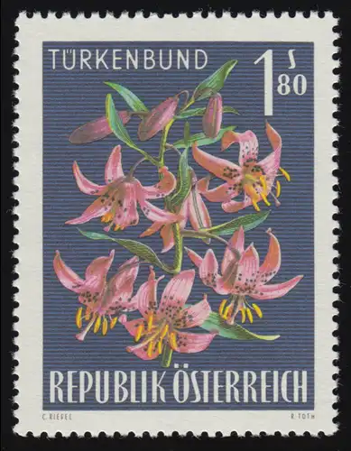 1210 Flora alpine, Société turque (Lilium martagon), 1.80 S, frais de port **