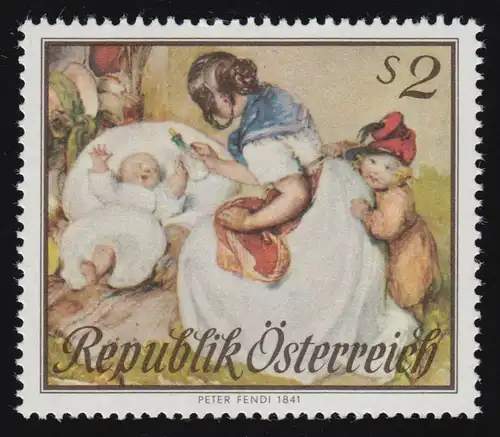 1237 Muttertag, Mutter mit Kindern, Aquarell von Peter Fendl, 2 S postfrisch ** 