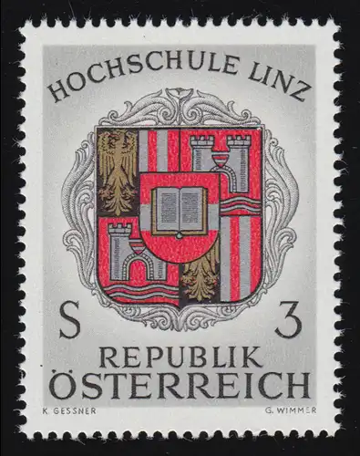 1230 Université de Linz, armoiries de l'université de Laink, 3 S, frais de port **