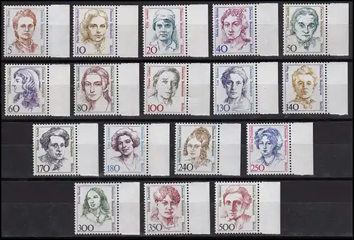 770ff Frauen 17 Werte komplett, mit Seitenrand rechts, Satz **