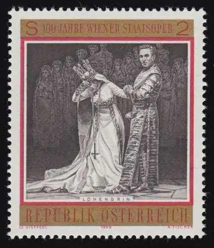 1297 100 J. Wiener Staatsoper, Lohengrin, Richard Wagner, 2 S, postfrisch  **