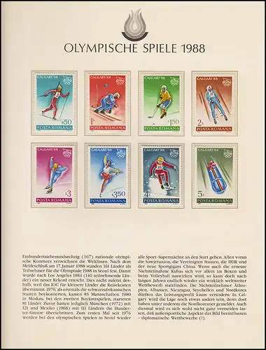 Olympische Spiele 1988 Calgary - Rumänien 1 Satz Wintersportarten, postfrisch **