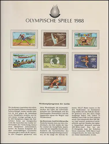 Jeux olympiques 1988 Séoul - Laos, 1 ensemble de marques, sports, frais de port **