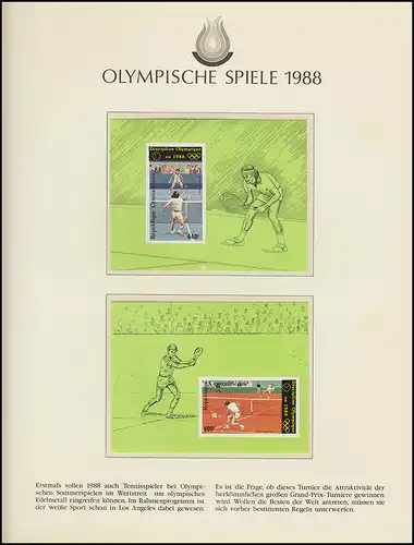 Jeux olympiques 1988 Séoul - Afrique centrale, 2 blocs, tennis, non-denté **