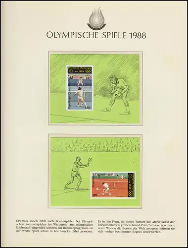 Olympische Spiele 1988 Seoul - Zentralafrika, 2 Blöcke, Tennis, ungezähnt **