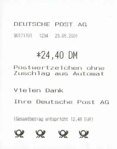 3.3 Sielaff TS 1 ** Teildruck (Aufdruck oben fehlend) mit AQ Ersttag 23.5.2001 