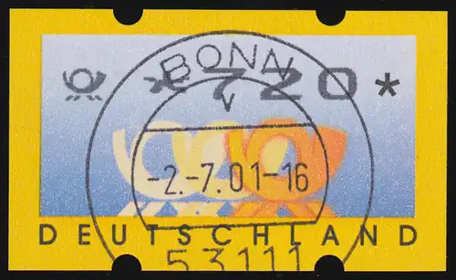 3.3 Posthörner Sielaff Ergänzungswert 720 mit ET-O Bonn 2.7.2001