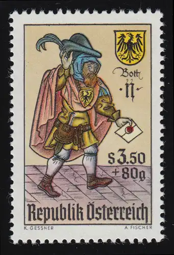 1255 Tag d. Briefmarke, Bote aus Hofkartenspiel, 3.50 S + 80 g, postfrisch ** 