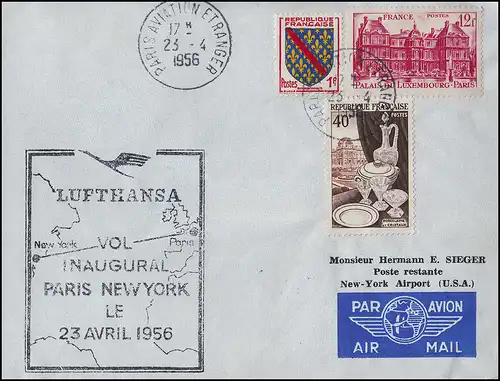 Vol d'ouverture Lufthansa Paris - New York, Paris 23.4.1956/ New-York 24.4.156