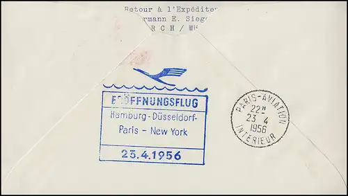 Eröffnungsflug Lufthansa LH 402 Paris, Düsseldorf 23.4.1956/ Paris 23.4.1956