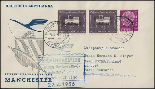 Erstflug LH 432 Hamburg FFM/ Manchester Shannon Montreal Chicago 27.4.56