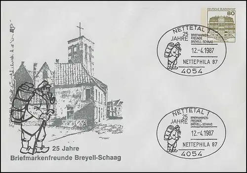 PU 117/10 BuS 25 Jahre Briefmarkenfreunde Breyell-Schaag 1987, SSt NETTETAL 1987