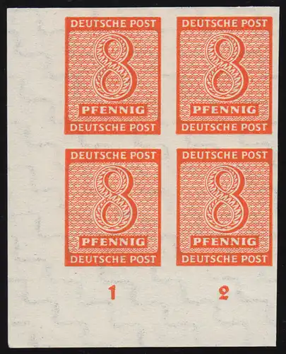 118Y Ziffer 8 Pfennig mit WZ.Y steigend: Viererblock unten links, ** postfrisch 