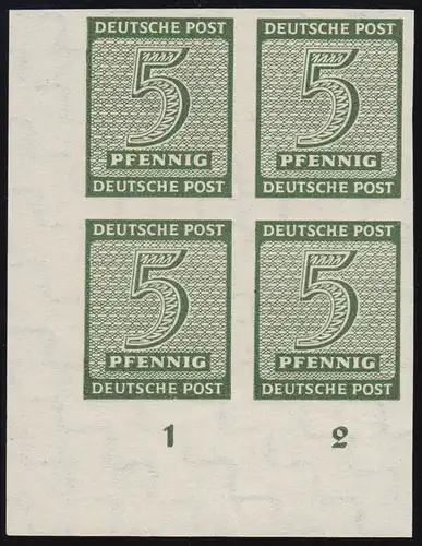 116Y Ziffer 5 Pfennig mit WZ.Y steigend: Viererblock unten links, ** postfrisch 