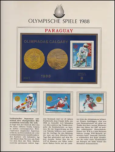 Jeux olympiques 1988 Calgary - Paraguay, bloc + jeu de départ Slalom **