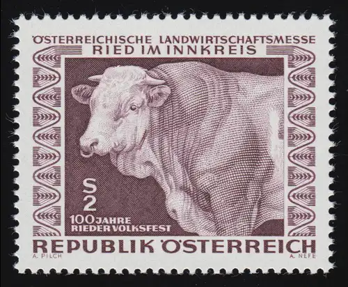 1244x Öst. Landwirtschaftsmesse Ried im Innkreis, Zuchtstier, 2 S, postfrisch **