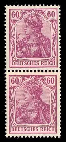 92I Germania 60 Pf, paire avec un point de collage officiel en bandes de rouleaux, **