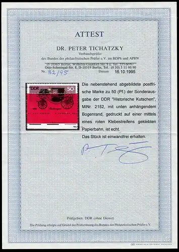 2152 Historique diligence 1976 - sur papier collé, **, FA Tichatzky BPP