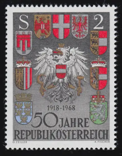 1275 50 ans Rep. Autriche, Blagues d'Etat République + Länder, 2 S **