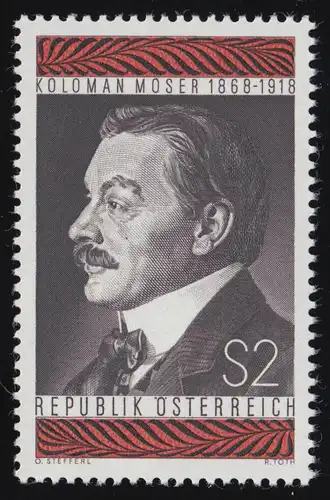 1271 50. Todestag, Koloman Moser Briefmarkengraphiker, 2 S postfrisch ** 