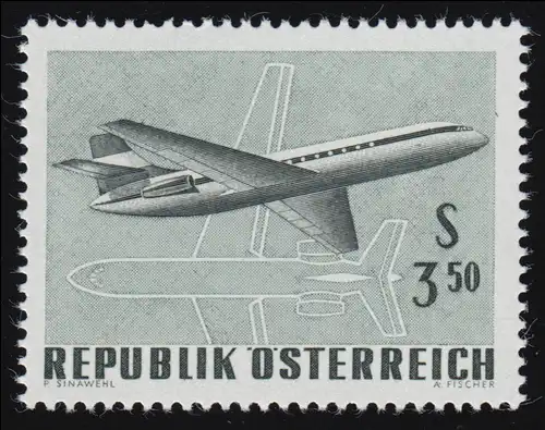 1263 int. Flugpostausstlg. IFA 1968, Sud Aviation v. Grundriss, 3.50 S,  ** 