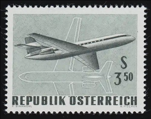 1263 int. Flugpostausstlg. IFA 1968, Sud Aviation v. Grundriss, 3.50 S,  **