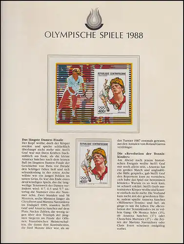 Olympische Spiele 1988 Seoul - Zentralafrika, Block + Marke ungezähnt, Becker **