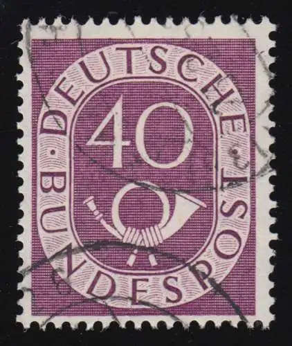 133II Posthorn 40 Pf. mit PLF II kurze Striche am Rand, O, geprüft Schlegel BPP