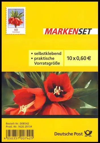 FB 35 Blume Kaiserkrone 60 Cent, Folienblatt mit 10 x 3046, **