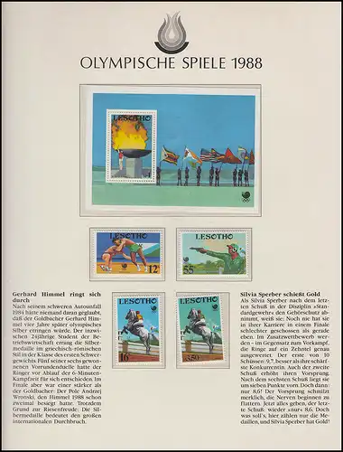 Olympische Spiele 1988 Seoul - Lesotho Block + Satz Sportarten Eröffnungsfeier**