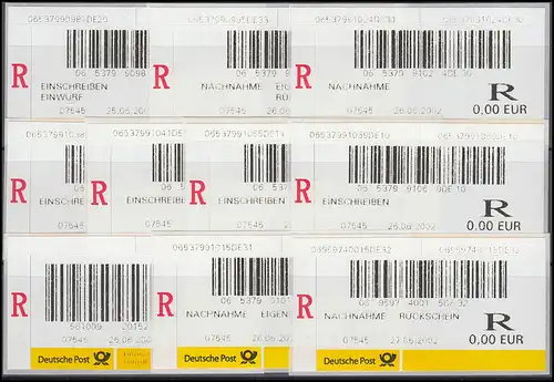 Postautomation: Samkyung R-Label-Set mit 10 verschiedenen Eindrucken komplett