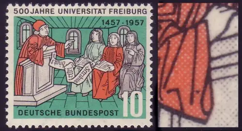 256 Uni Freiburg, PLF Fleck im linken Ärmel des Dozenten, Feld 46, ** postfrisch