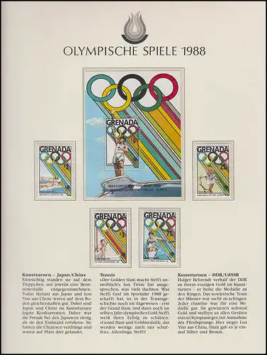 Jeux olympiques 1988 Séoul - Grenade, 1 x bloc + jeu de médailles