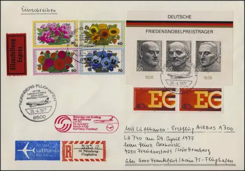Erstflug Lufthansa AIRBUS A 300 Nürnberg 29.4.77/ Frankfurt Main R-Brief Express