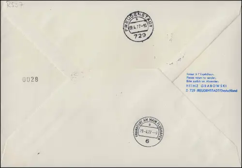 Premier vol Lufthansa AIRBUS A 300 Nuremberg 29.4.77 Frankfurt Main R-Lettre Express