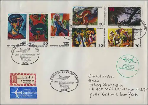 Erstflug Lufthansa DC 10 LH 408 München 14.5.75/ New York  R-Brief AMF Kennedy
