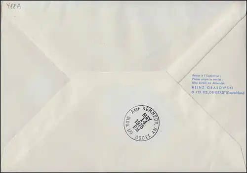 Premier vol Lufthansa DC 10 LH 408 Munich 14.5.75/ New York R-Lettre AMF Kennedy
